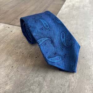 Kiton Napoli Silk Blue Classic Paisley Pattern Necktie NEW Mens Print Neck Tie